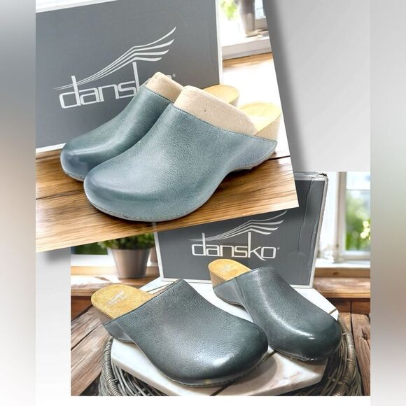 DANSKO Talulah Denim Milled Burnished Leather Clogs Women's Size 8.5/9 EU 39 - Picture 1 of 14